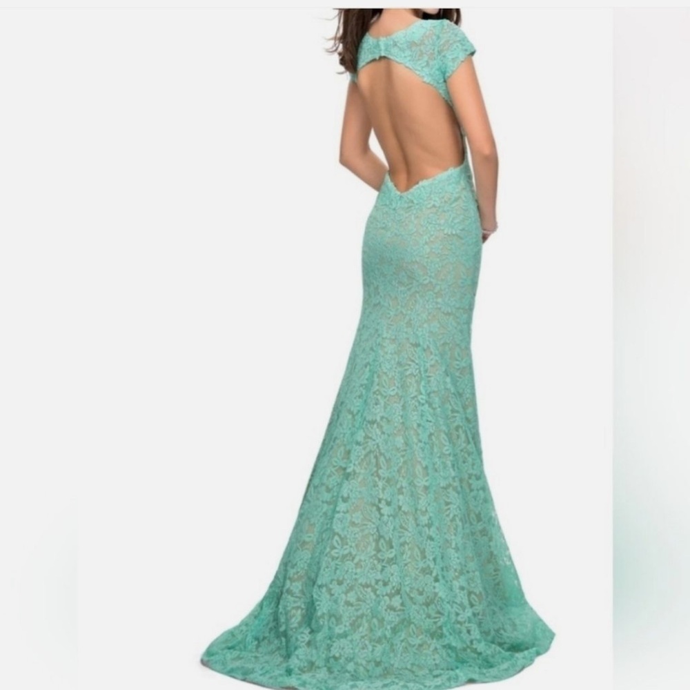 LA FEMME Mint MERMAID GOWN SIZE 0 - Picture 2 of 10